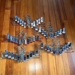 25 adjustable interlocking metal skirt pant hangers silver red beige pink mauve